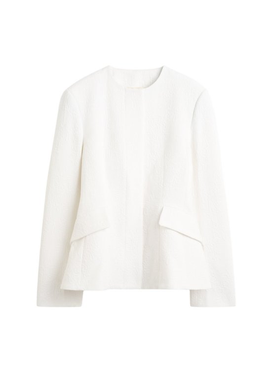 Totême Jacquard Cotton Jacket Optic White - Jackets - Scandinavian Minimalist Luxury at Luxury Shoes 