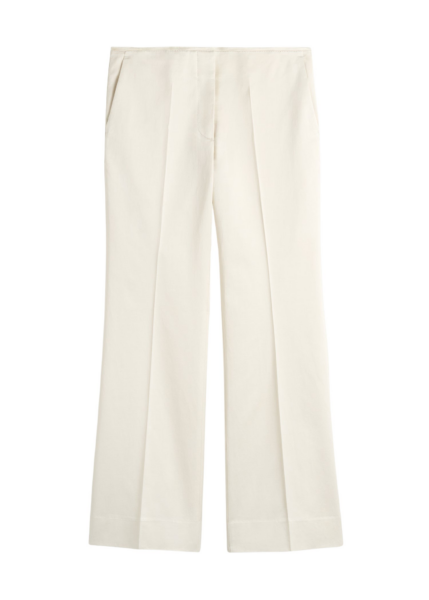 Totême Kick Flare Raw-Edge Trousers Stone - Pants - Scandinavian Minimalist Luxury at Luxury Shoes 