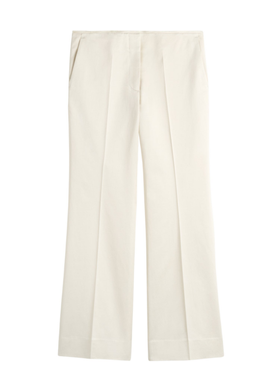 Totême Kick Flare Raw-Edge Trousers Stone - Pants - Scandinavian Minimalist Luxury at Luxury Shoes 