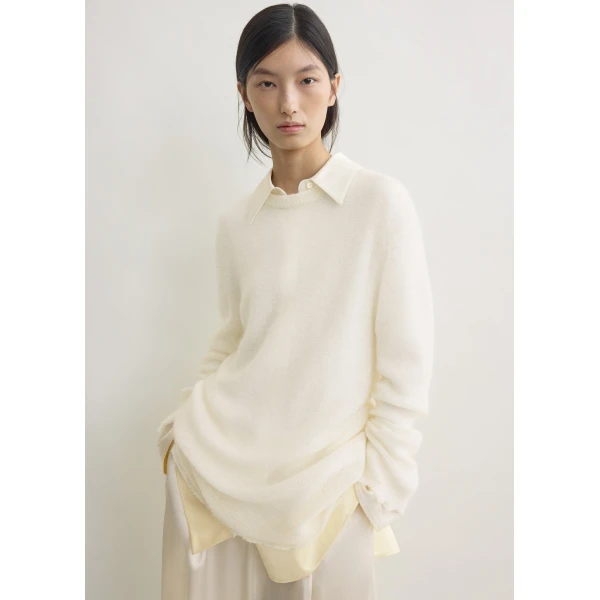 Totême Long Open Weave Knit Off-White - Knitwear - Scandinavian Minimalist Luxury at Luxury Shoes 