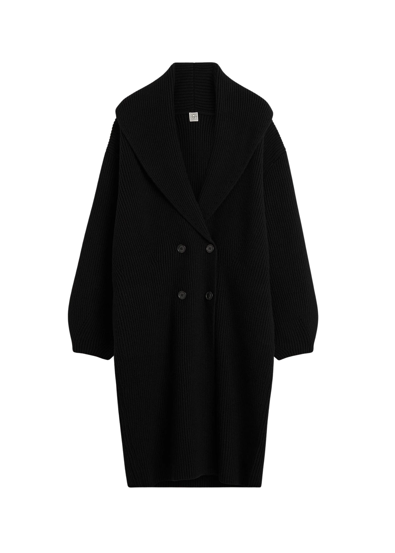 Toteme-Long-Shawl-Lapel-Cardigan-Black66110_nobg Toteme Long Shawl-Lapel Cardigan Black