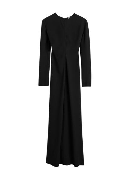 Totême Long-Sleeve Slouch Waist Dress Black - Dresses - Scandinavian Minimalist Luxury at Luxury Shoes 