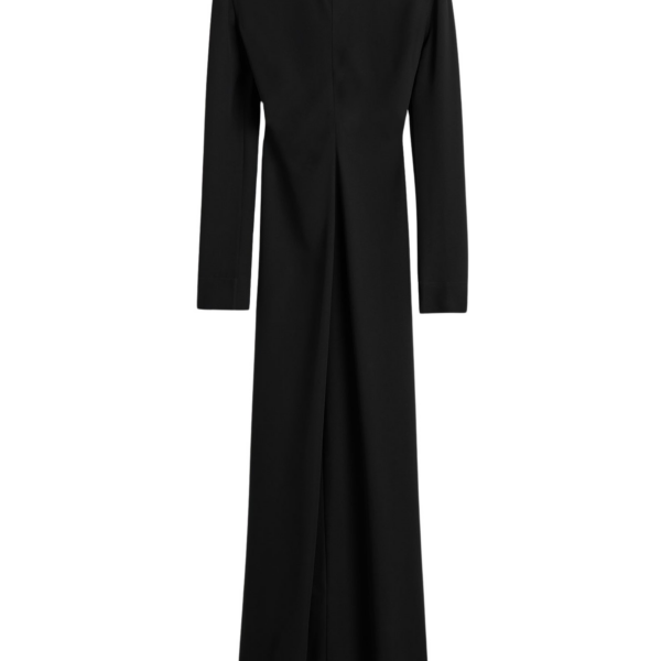 Totême Long-Sleeve Slouch Waist Dress Black - Dresses - Scandinavian Minimalist Luxury at Luxury Shoes 