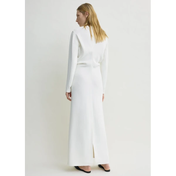 Totême Long-Sleeve Slouch Waist Dress Macadamia - Dresses - Scandinavian Minimalist Luxury at Luxury Shoes 