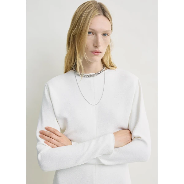 Totême Long-Sleeve Slouch Waist Dress Macadamia - Dresses - Scandinavian Minimalist Luxury at Luxury Shoes 