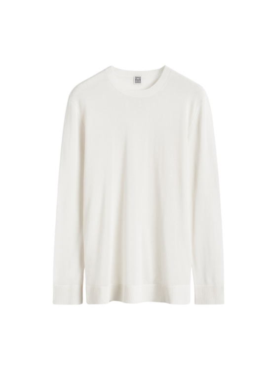 Totême Long-Sleeve Tee Knit White - Tops - Scandinavian Minimalist Luxury at Luxury Shoes 