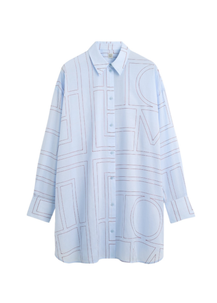 Totême Long Summer Shirt Sky/Red - Tops - Scandinavian Minimalist Luxury at Luxury Shoes 