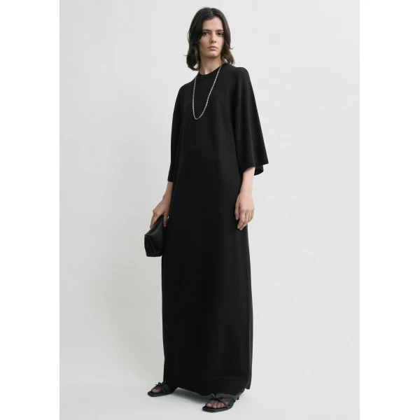 Totême Merino Knit Tee Dress Black - Dresses - Scandinavian Minimalist Luxury at Luxury Shoes 