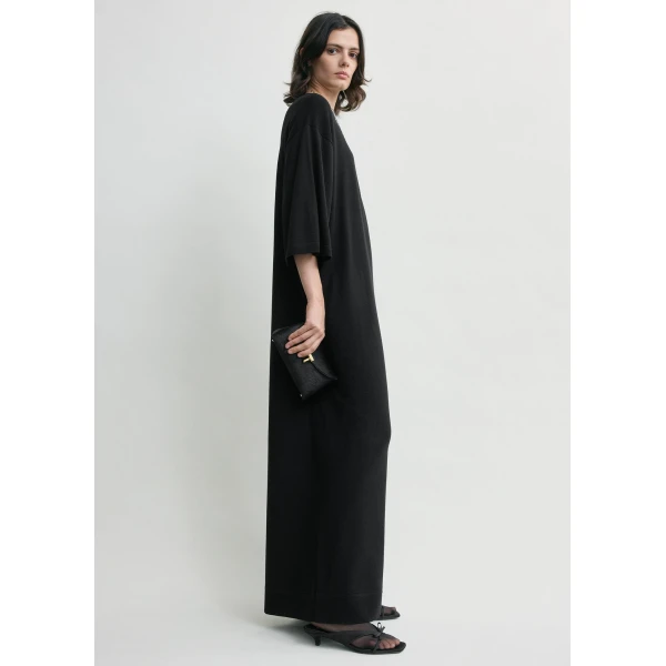 Totême Merino Knit Tee Dress Black - Dresses - Scandinavian Minimalist Luxury at Luxury Shoes 