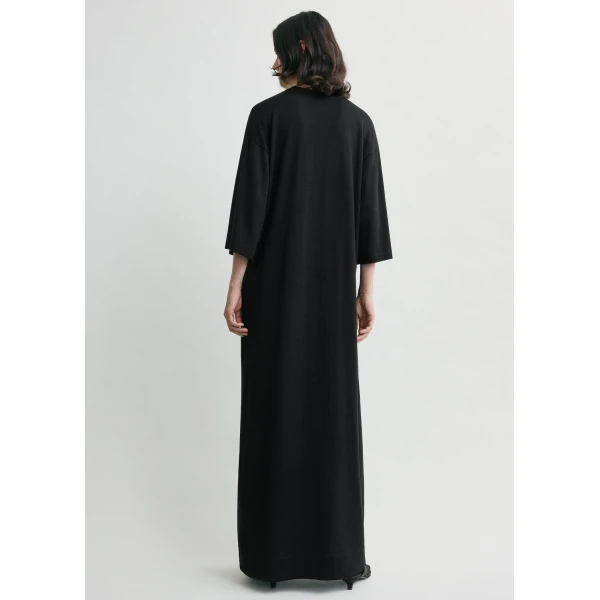 Totême Merino Knit Tee Dress Black - Dresses - Scandinavian Minimalist Luxury at Luxury Shoes 