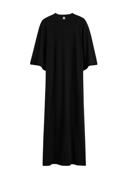 Totême Merino Knit Tee Dress Black - Dresses - Scandinavian Minimalist Luxury at Luxury Shoes 