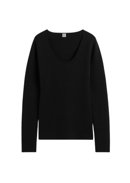 Totême Merino Knit Top Black - Knitwear - Scandinavian Minimalist Luxury at Luxury Shoes 