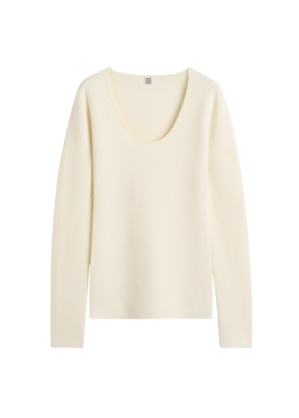 Totême Merino Knit Top Ecru - Knitwear - Scandinavian Minimalist Luxury at Luxury Shoes 