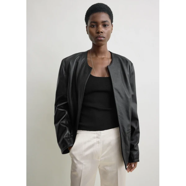 Totême Minimal Biker Jacket Black - Jackets - Scandinavian Minimalist Luxury at Luxury Shoes 