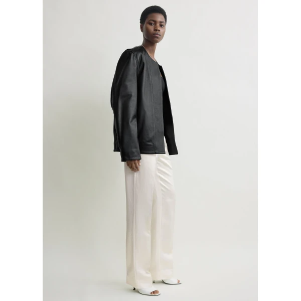 Totême Minimal Biker Jacket Black - Jackets - Scandinavian Minimalist Luxury at Luxury Shoes 