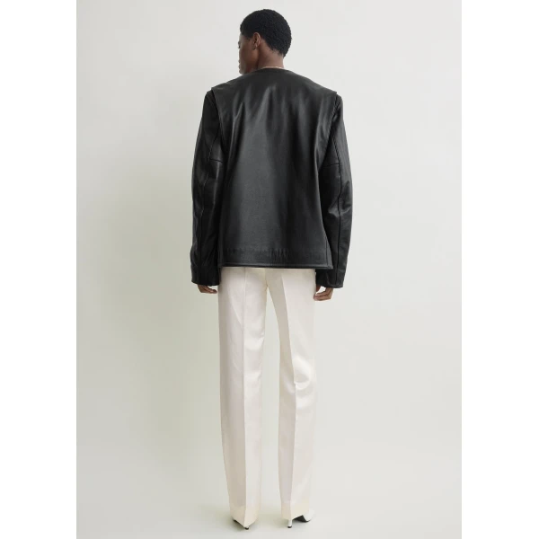 Totême Minimal Biker Jacket Black - Jackets - Scandinavian Minimalist Luxury at Luxury Shoes 