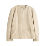 Totême Minimal Biker Jacket Stone - Jackets - Scandinavian Minimalist Luxury at Luxury Shoes 
