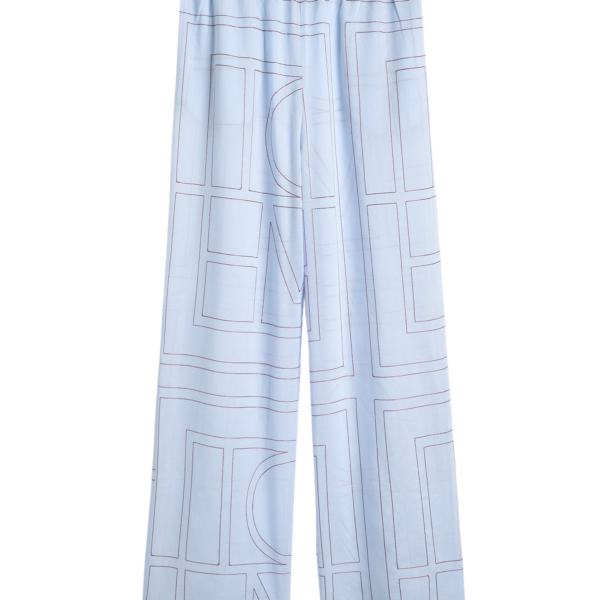 Toteme Monogram Cotton-Blend PJ Bottoms Sky