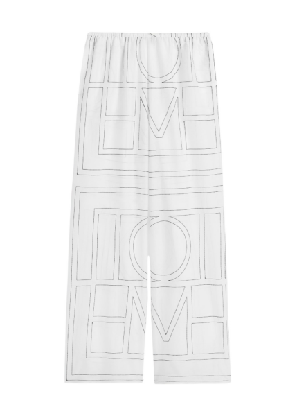 Totême Monogram Cotton-Blend PJ Bottoms White/Black - Loungewear - Scandinavian Minimalist Luxury at Luxury Shoes 