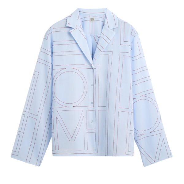 Toteme Monogram Cotton-Blend PJ Top Sky