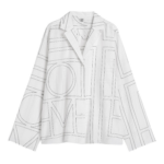 Totême Monogram Cotton-Blend PJ Top White/Black - Loungewear - Scandinavian Minimalist Luxury at Luxury Shoes 