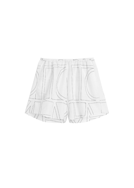 Totême Monogram Cotton PJ Shorts White/Black - Loungewear - Scandinavian Minimalist Luxury at Luxury Shoes 