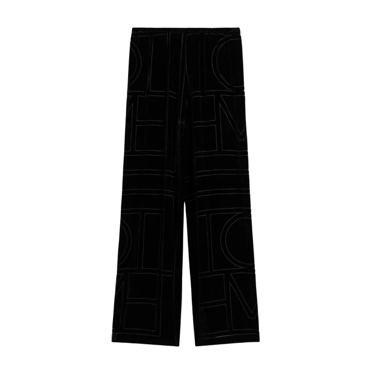 Totême Monogram Devoré PJ Bottoms Black - Loungewear - Scandinavian Minimalist Luxury at Luxury Shoes 