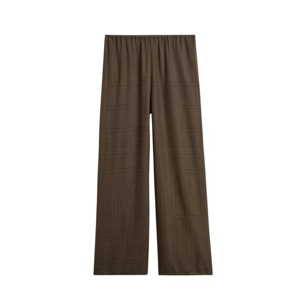 Totême Monogram Flannel PJ Bottoms Dark Brown - Loungewear - Scandinavian Minimalist Luxury at Luxury Shoes 