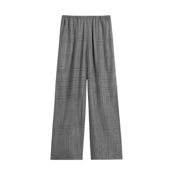 Totême Monogram Flannel PJ Bottoms Smoke Melange - Loungewear - Scandinavian Minimalist Luxury at Luxury Shoes 