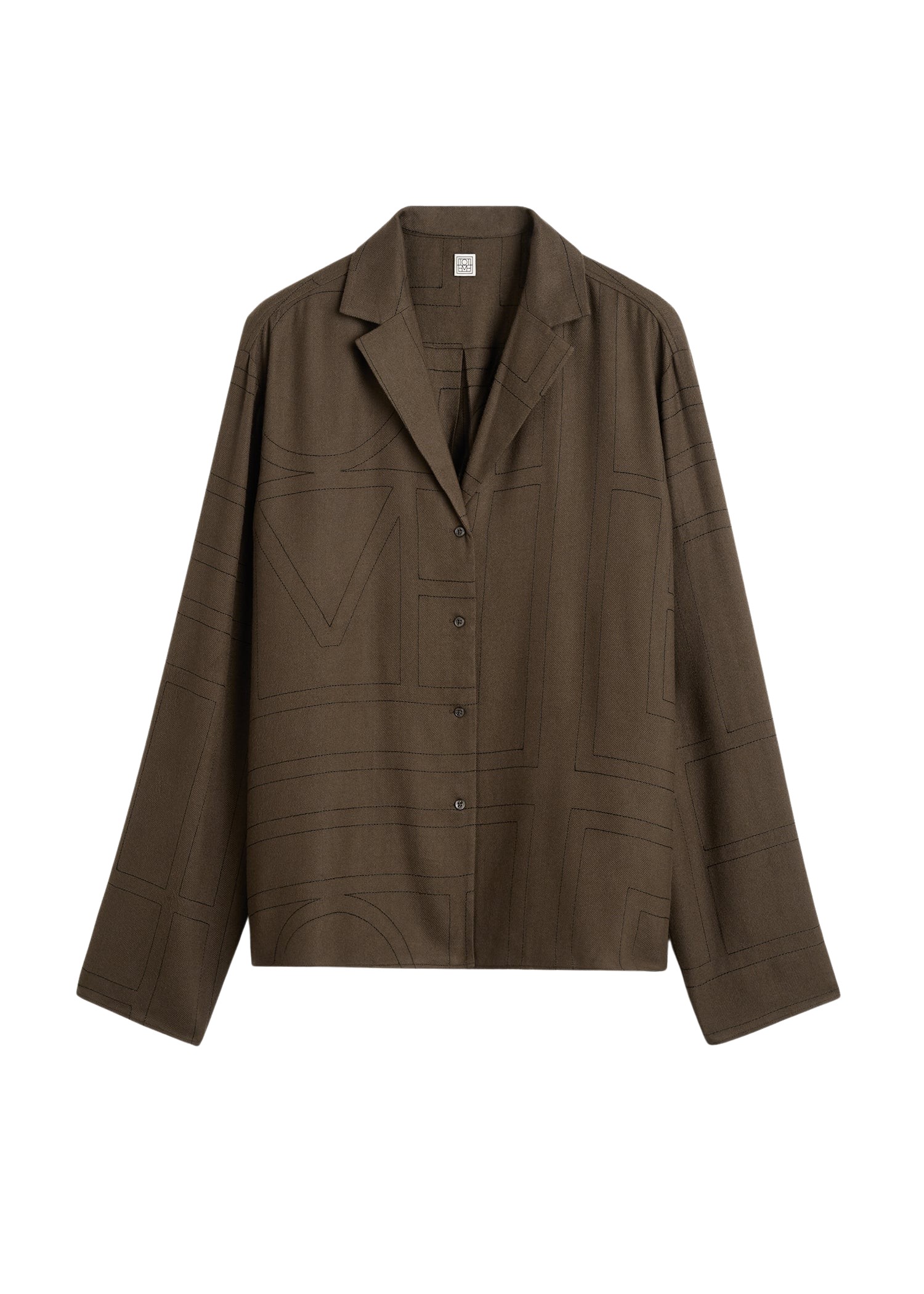Toteme-Monogram-Flannel-PJ-Top-Dark-Brown15958_nobg Totême Monogram Flannel PJ Top Dark Brown - Loungewear - Scandinavian Minimalist Luxury at Luxury Shoes