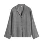 Totême Monogram Flannel PJ Top Smoke Melange - Loungewear - Scandinavian Minimalist Luxury at Luxury Shoes 