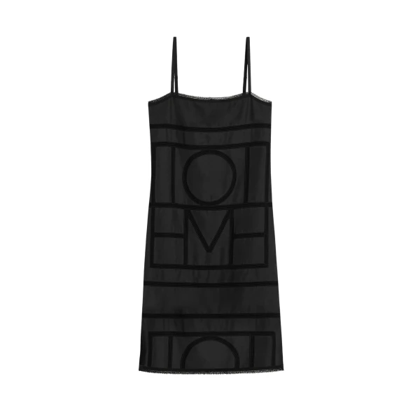 Totême Monogram Silk Dress Washed Black - Dresses - Scandinavian Minimalist Luxury at Luxury Shoes 