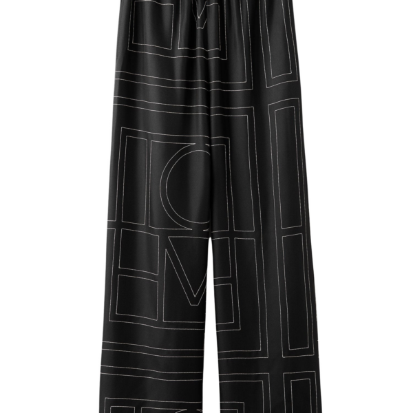 Toteme Monogram Silk PJ Bottoms Black