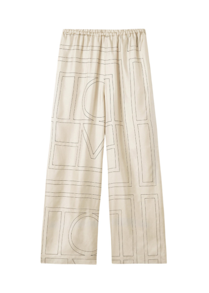 Totême Monogram Silk PJ Bottoms Ivory - Loungewear - Scandinavian Minimalist Luxury at Luxury Shoes 