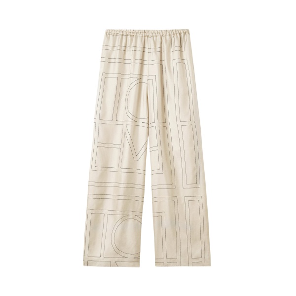 Totême Monogram Silk PJ Bottoms Ivory - Loungewear - Scandinavian Minimalist Luxury at Luxury Shoes 