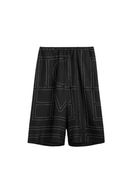 Totême Monogram Silk PJ Culottes Black - Loungewear - Scandinavian Minimalist Luxury at Luxury Shoes 