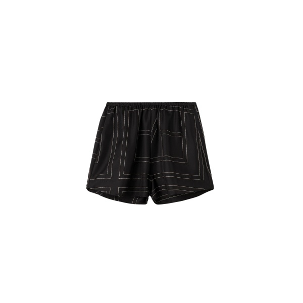 Totême Monogram Silk PJ Shorts Black - Loungewear - Scandinavian Minimalist Luxury at Luxury Shoes 