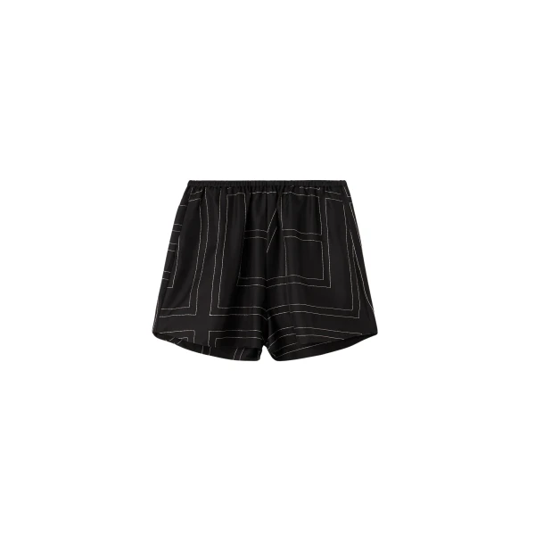 Totême Monogram Silk PJ Shorts Black - Loungewear - Scandinavian Minimalist Luxury at Luxury Shoes 