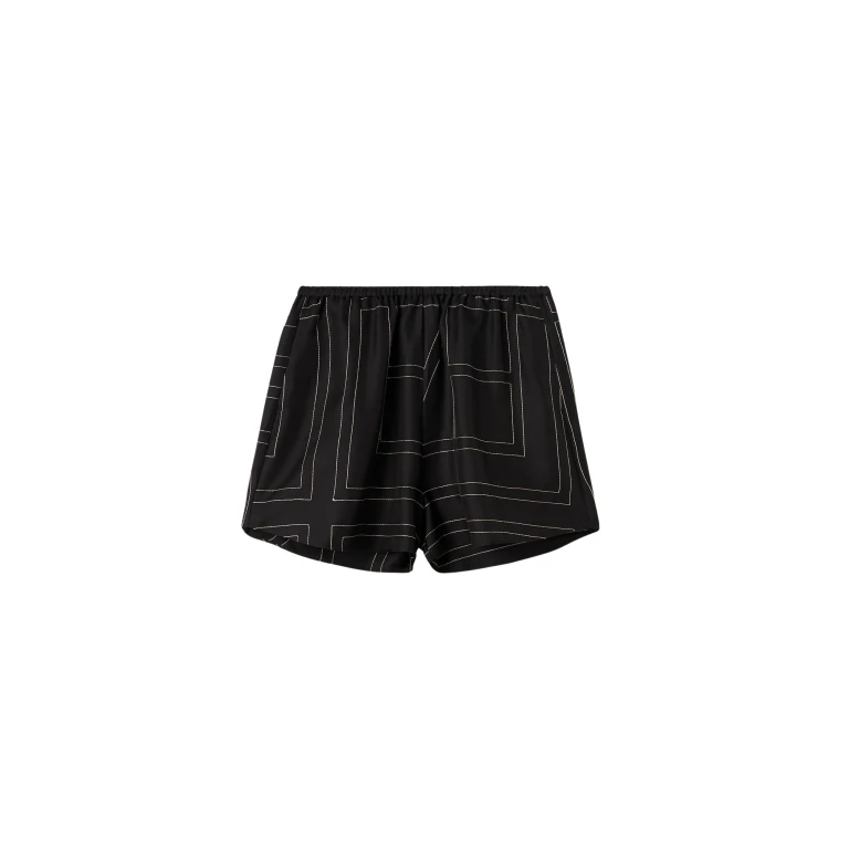 Totême Monogram Silk PJ Shorts Black - Loungewear - Scandinavian Minimalist Luxury at Luxury Shoes 