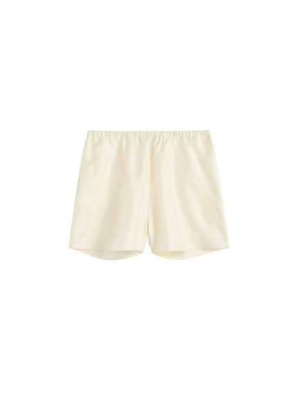 Totême Monogram Silk PJ Shorts Cream - Loungewear - Scandinavian Minimalist Luxury at Luxury Shoes 
