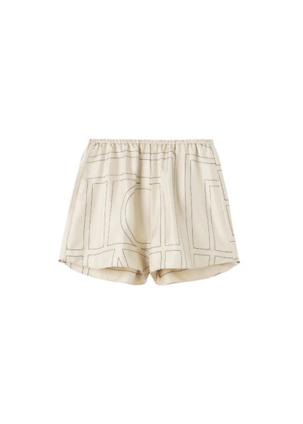 Totême Monogram Silk PJ Shorts Ivory - Loungewear - Scandinavian Minimalist Luxury at Luxury Shoes 