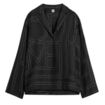 Totême Monogram Silk PJ Top Black - Loungewear - Scandinavian Minimalist Luxury at Luxury Shoes 