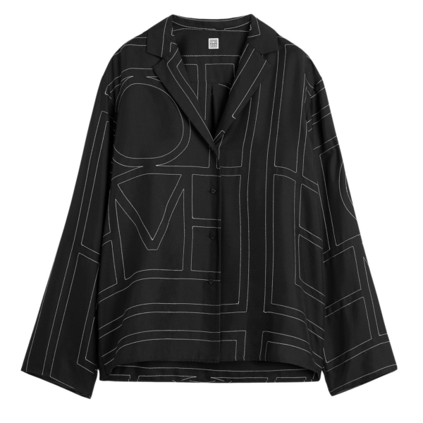 Toteme Monogram Silk PJ Top Black