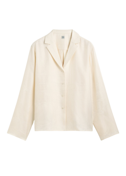 Totême Monogram Silk PJ Top Cream - Loungewear - Scandinavian Minimalist Luxury at Luxury Shoes 