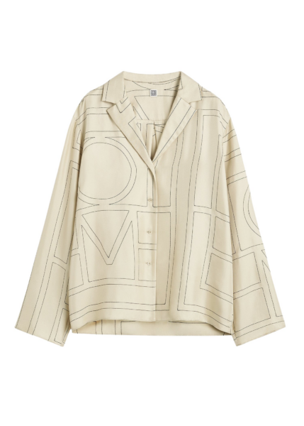 Totême Monogram Silk PJ Top Ivory - Loungewear - Scandinavian Minimalist Luxury at Luxury Shoes 