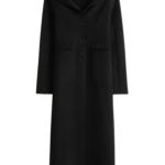 Totême Open Collar Wool Coat Black - Coats - Scandinavian Minimalist Luxury at Luxury Shoes 