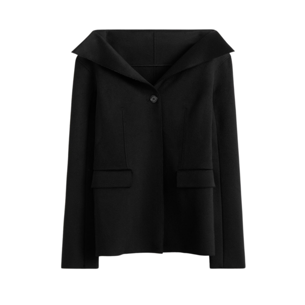 Toteme Open Collar Wool Jacket Black