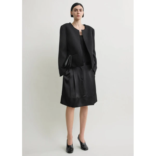 Totême Open-Front Bouclé Blazer Black - Jackets - Scandinavian Minimalist Luxury at Luxury Shoes 