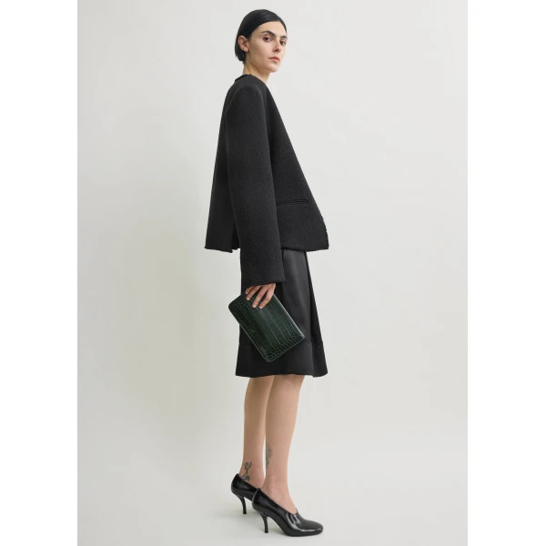 Totême Open-Front Bouclé Blazer Black - Jackets - Scandinavian Minimalist Luxury at Luxury Shoes 