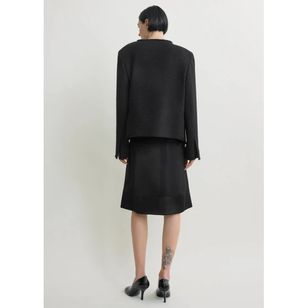 Totême Open-Front Bouclé Blazer Black - Jackets - Scandinavian Minimalist Luxury at Luxury Shoes 